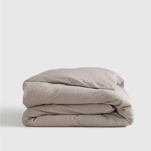 QUINCE Organic Luxe Waffle Duvet Cover King/Cal King Sand